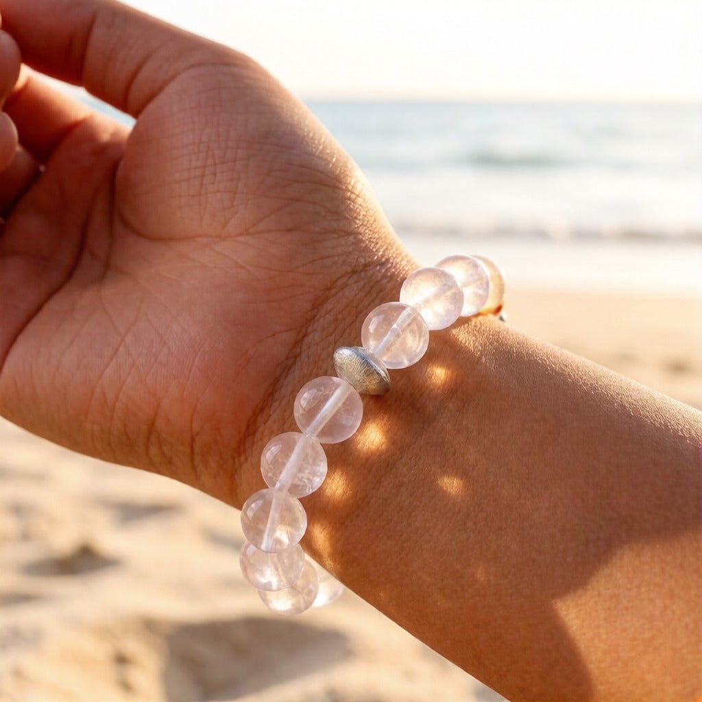 Gold Tiger's Eye, Rose Quartz & Red Agate Bracelet – Healing Crystal Jewelry with Silver Dividers