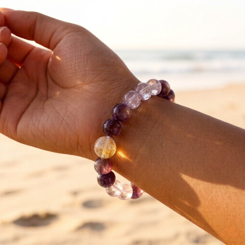 Lepidolite & Amethyst  – Natural Crystal Jewelry for Joy and Emotional Healing