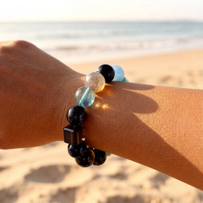 Blue Tiger’s Eye & Fluorite Bracelet – Natural Crystal Jewelry for Clarity and Balance