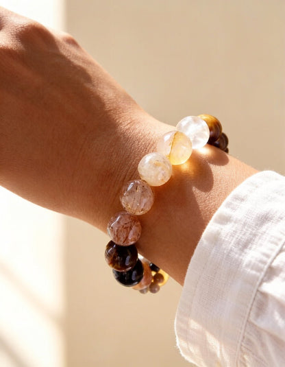 Tiger’s Eye & Kyanite Bracelet – Natural Crystal Jewelry for Confidence and Focus