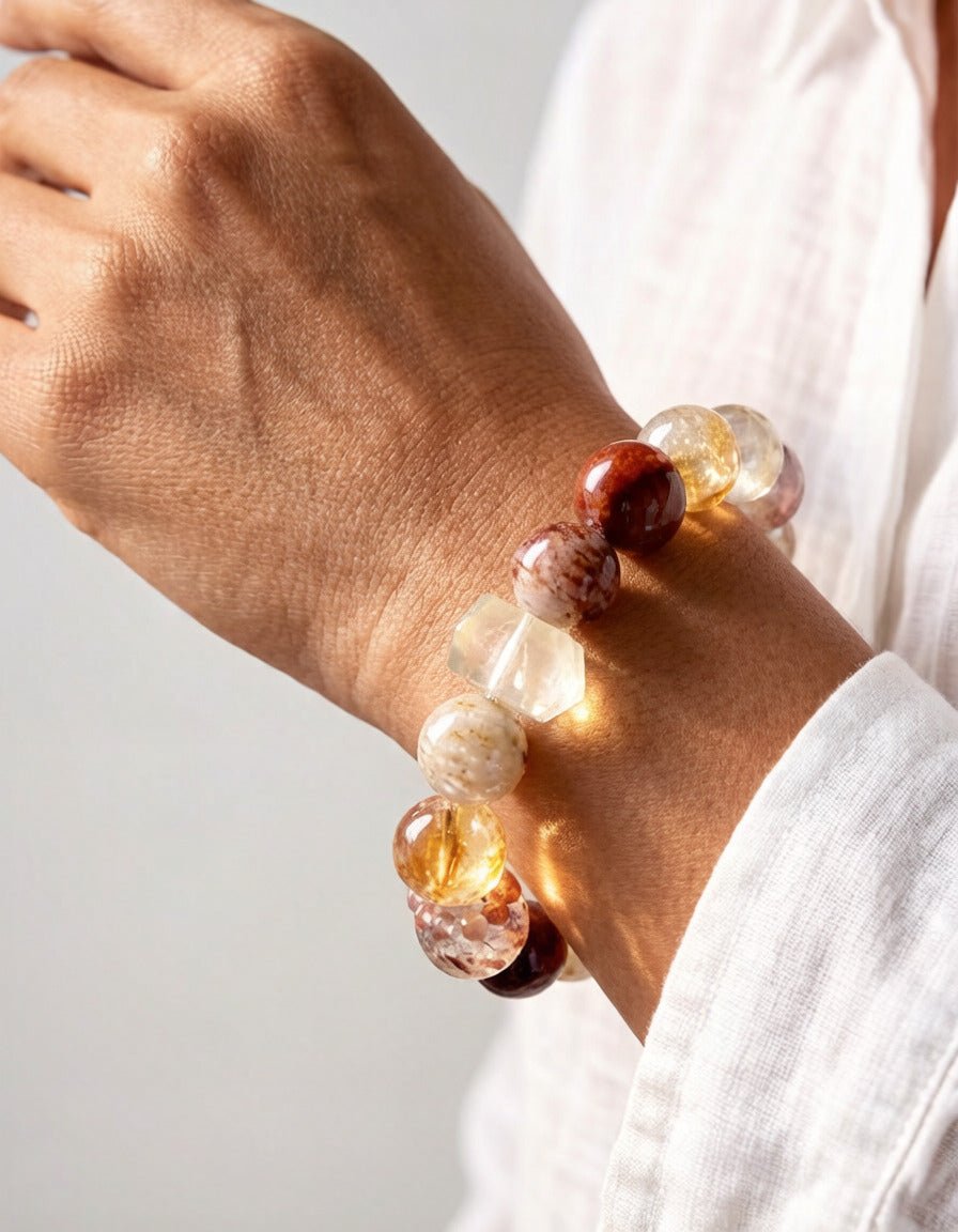 Tiger’s Eye & Black Gold Super Seven Bracelet – Natural Crystal Jewelry for Power and Protection