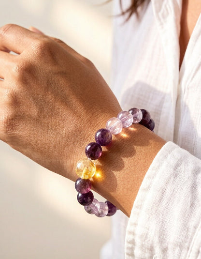 Lepidolite & Amethyst  – Natural Crystal Jewelry for Joy and Emotional Healing