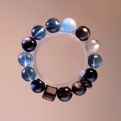 Blue Tiger’s Eye, Fluorite and Aquamarine crystal bracelet for clarity and balance