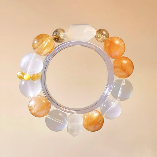 Citrine and Clear Quartz bracelet for abundance, clarity, and manifestation