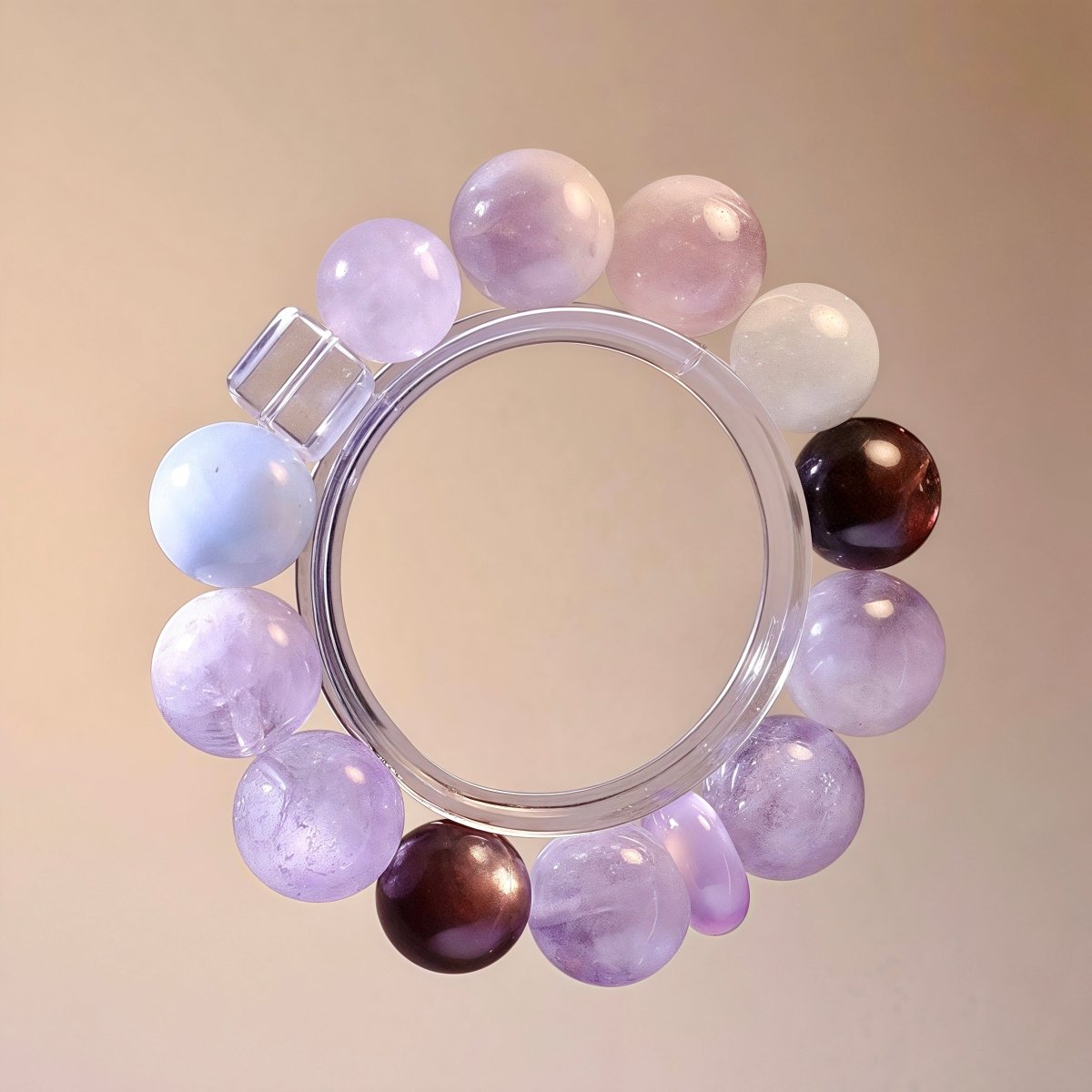 Rose Quartz and Aquamarine crystal bracelet for love and calm, natural healing stone jewelry