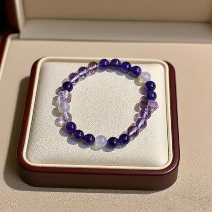 Amethyst and Gray Moonstone healing crystal bracelet for intuition and calm