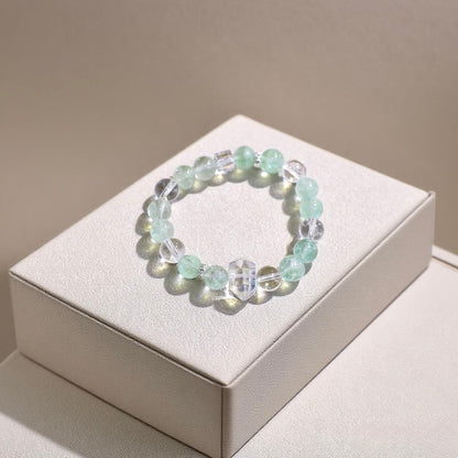Green Fluorite and Clear Quartz Bracelet – Natural Healing Crystal Jewelry