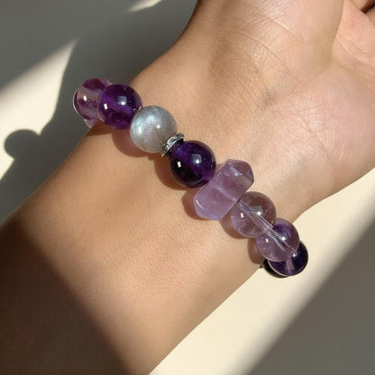 Amethyst & Moonstone Bracelet – Natural Crystal Jewelry for Intuition and Emotional Healing
