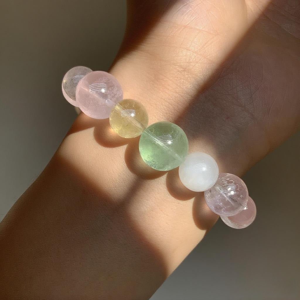 Moonstone, Lemon Quartz & Rose Quartz Bracelet – Natural Crystal Jewelry for Joy and Healing