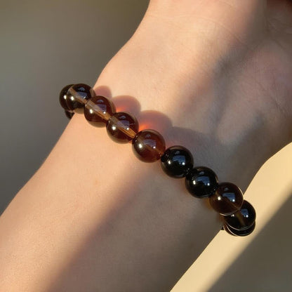 Smoky Quartz & Silver Obsidian Bracelet – Natural Crystal Jewelry for Protection and Balance