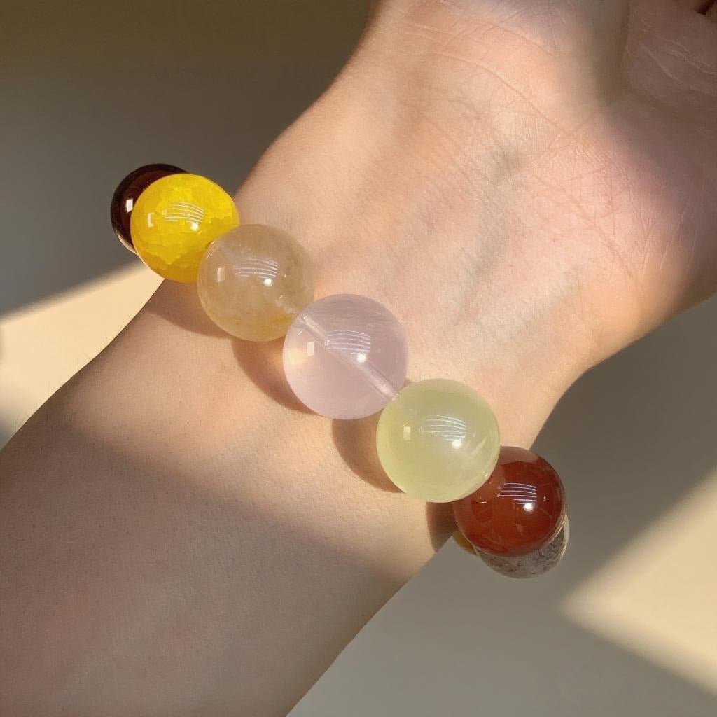 Yellow Dragon Vein & Agate Bracelet – Natural Crystal Jewelry for Joy and Vitality