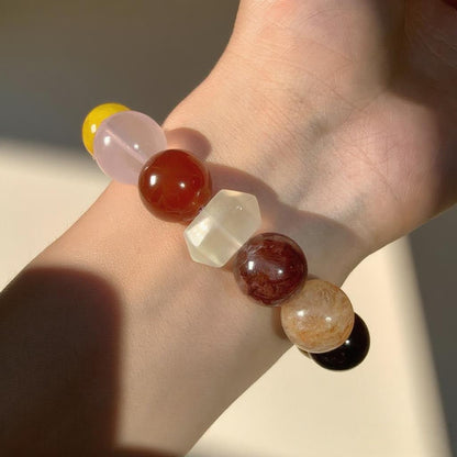 Yellow Dragon Vein & Agate Bracelet – Natural Crystal Jewelry for Joy and Vitality