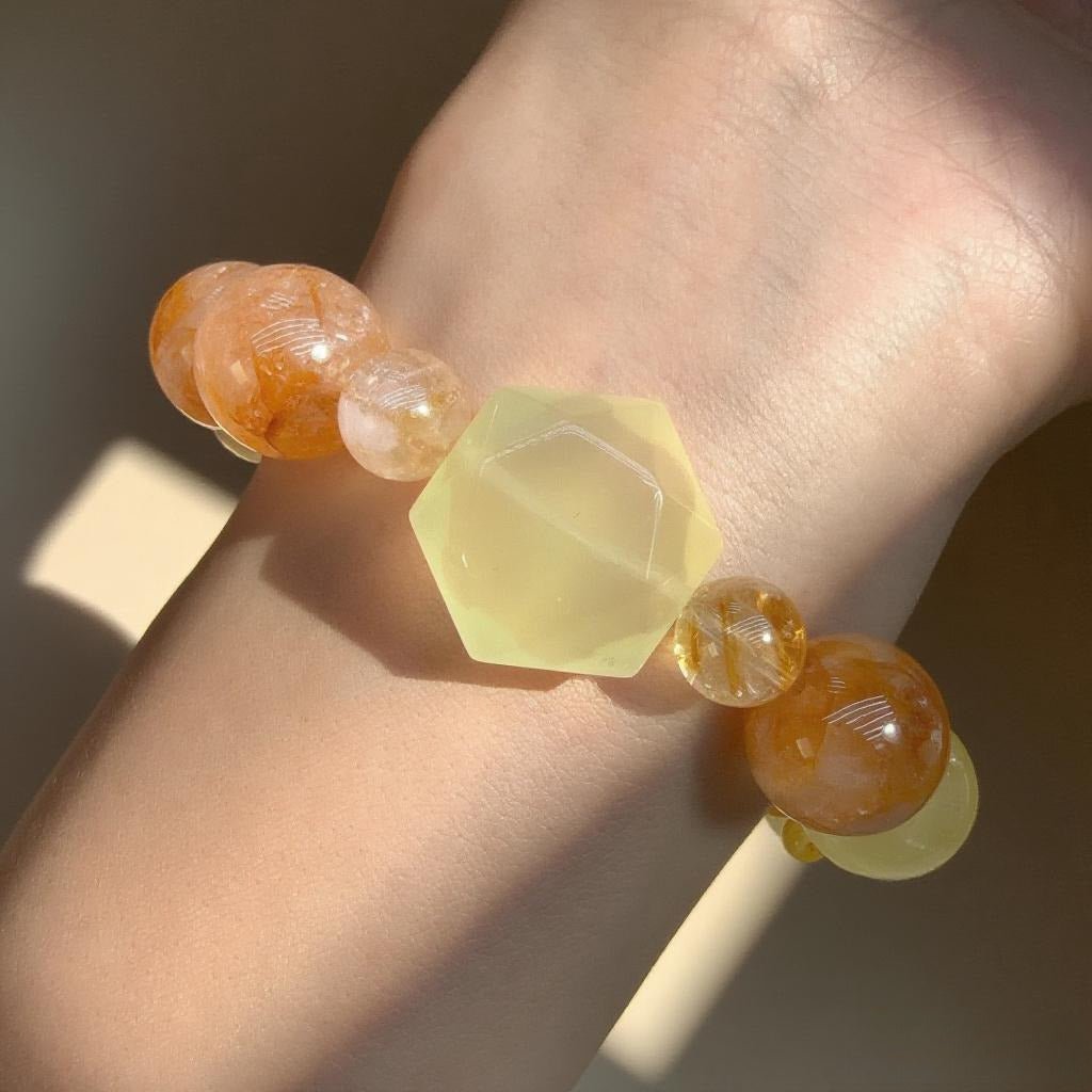 Citrine & Clear Quartz Bracelet – Abundance, Clarity & Manifestation