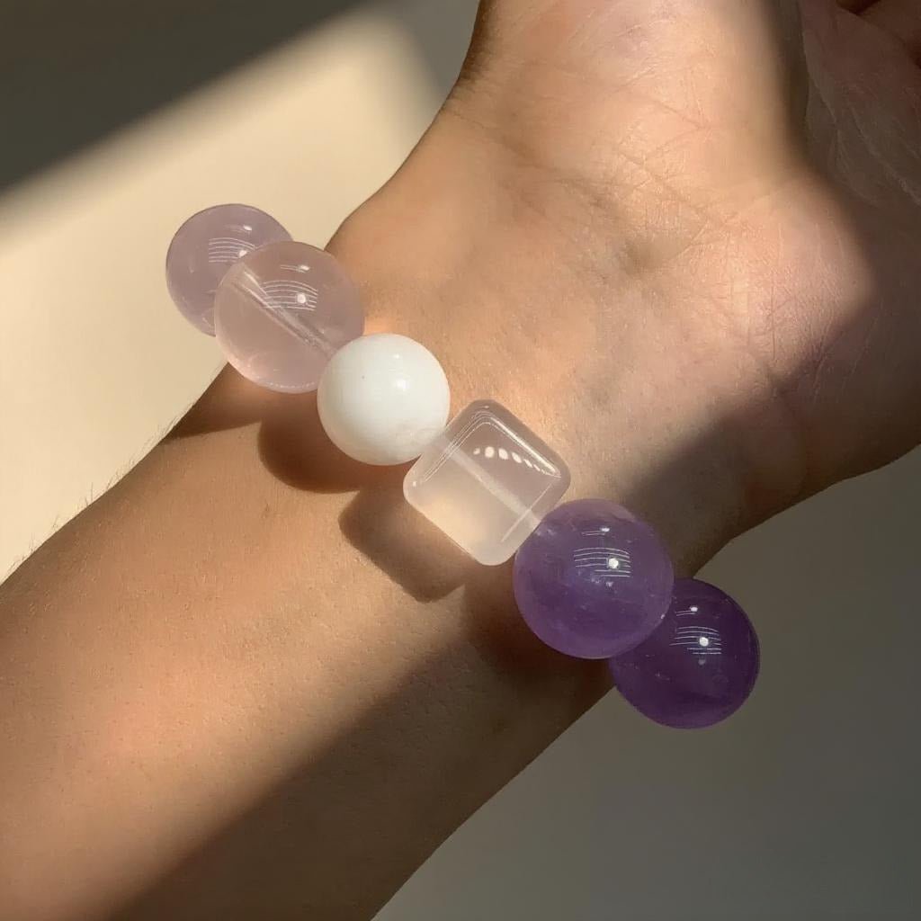 Lavender Amethyst & Rose Quartz Bracelet – Gentle Healing Crystal Jewelry