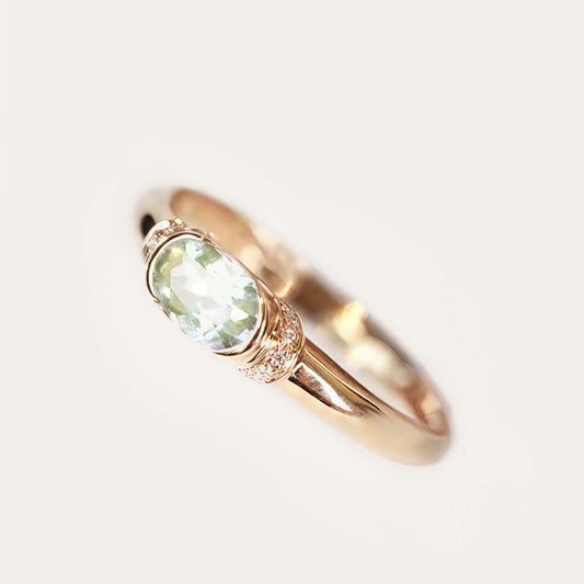 Vintage Style Ring Natural Aquamarine Ring Full Setting Light Luxury Full Body925Female Ring