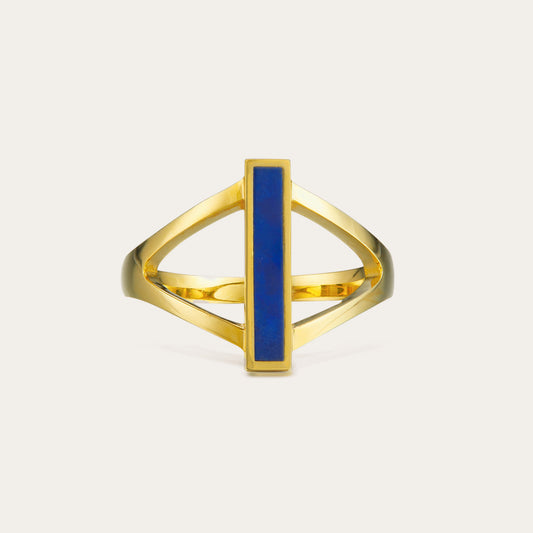S925Silver Natural Lapis Lazuli Ring Light Luxury Niche Design Sense Ladies Stacking Commuting Versatile Fashion Ring