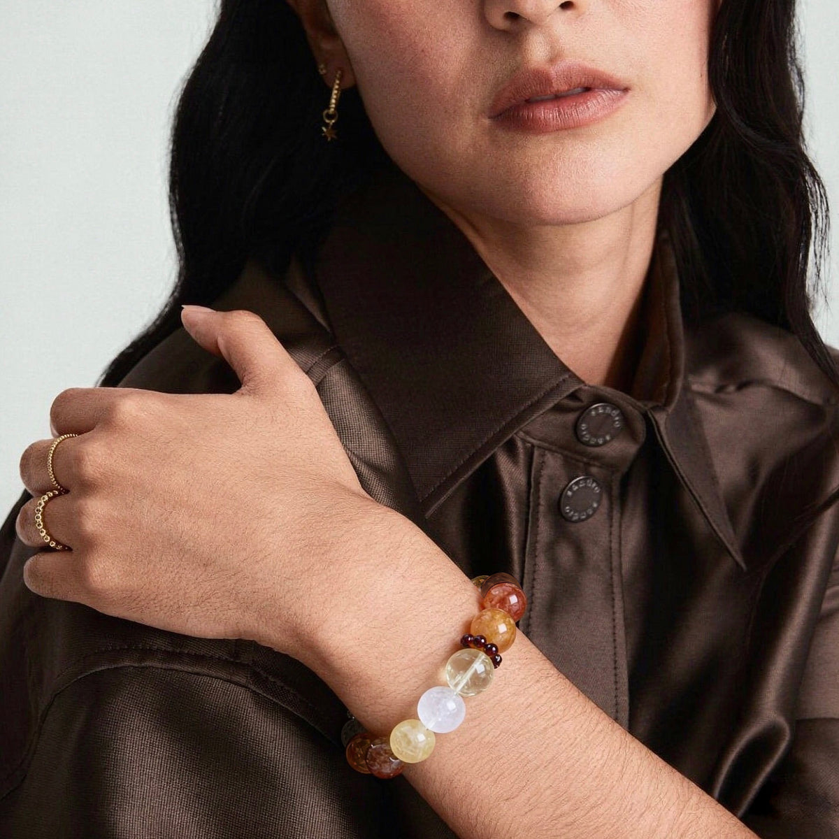 Red Flower Agate & Phantom Quartz Bracelet — Passion & Growth