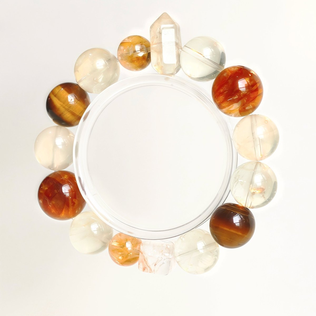 Tiger’s Eye and Citrine crystal bracelet with Amber and Golden Topaz beads – natural gemstone abundance jewelry