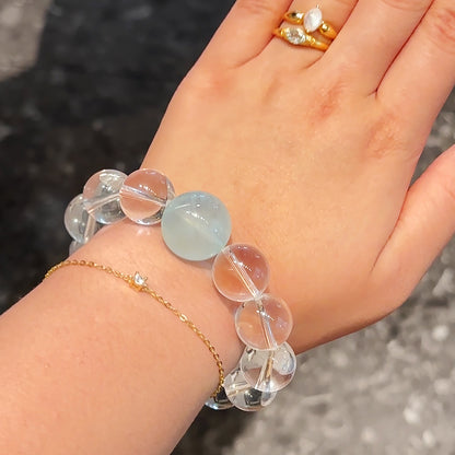 Aquamarine & Clear Quartz Bracelet – Natural Crystal Jewelry for Clarity and Inner Peace
