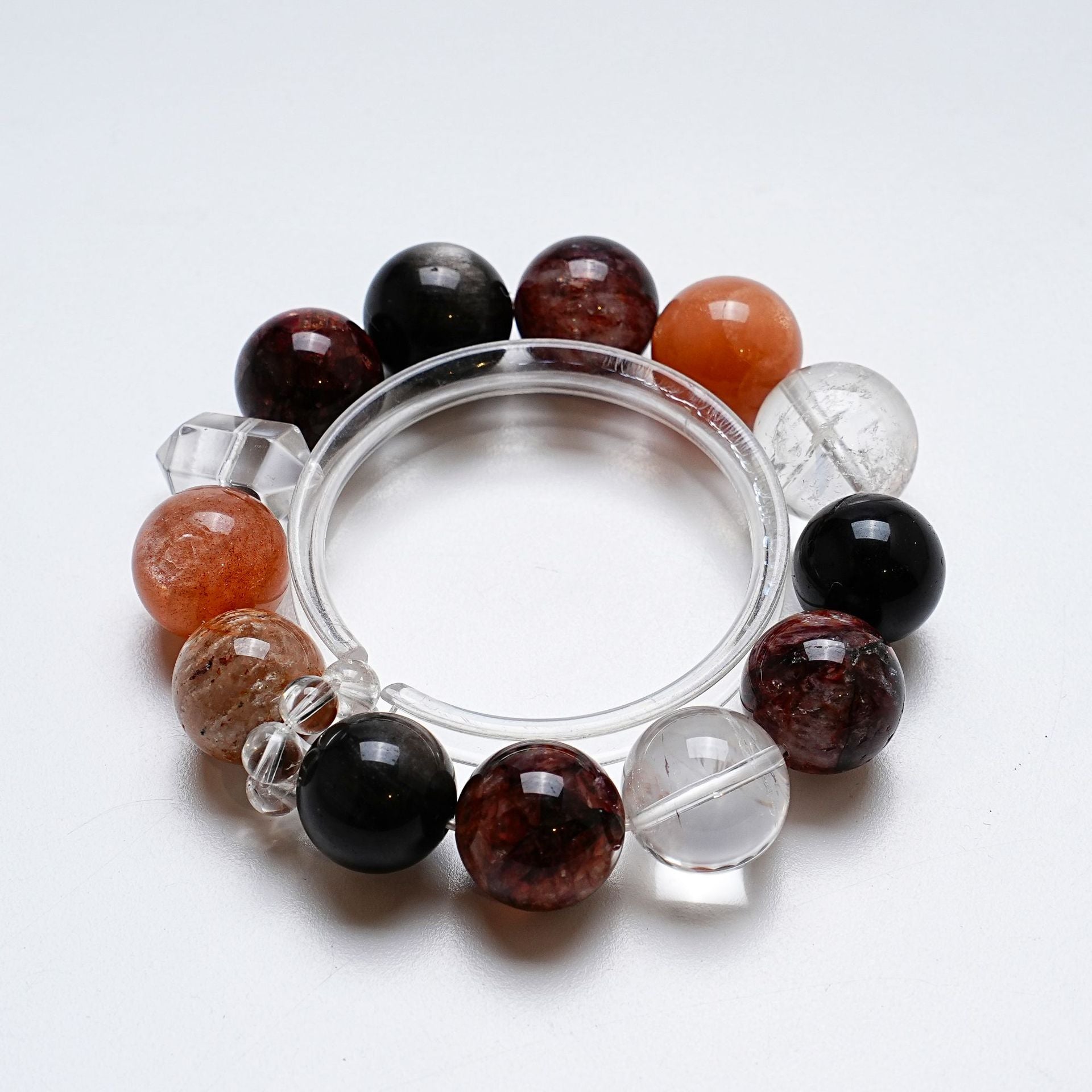 Natural White Crystal Bracelet for Women Versatile Red Glue Flower Orange Moonlight Silver Obsidian Bracelet