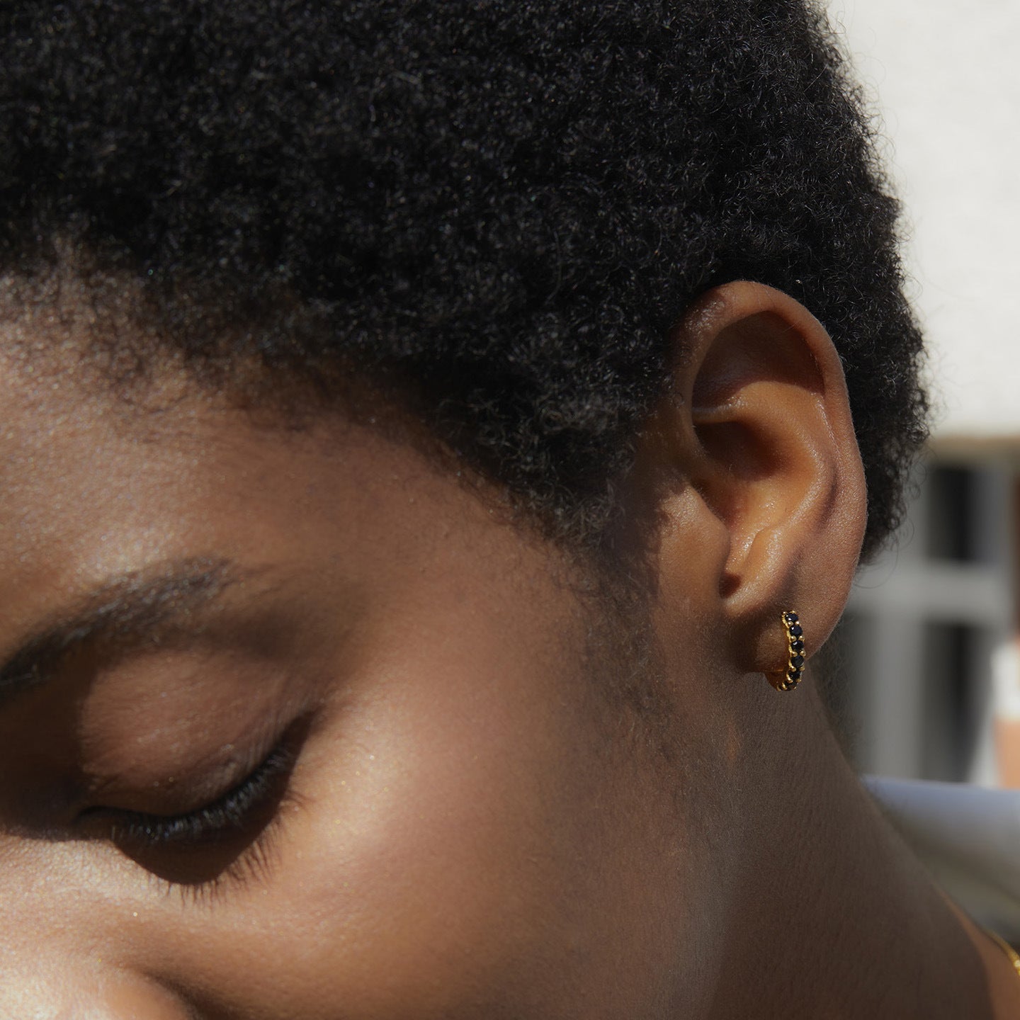 Minimalist Style Yellow and Black Color Block Hoop Earrings Fashion Simple Exquisite Earrings Niche ins Versatile and Delicate Silver Jewelry