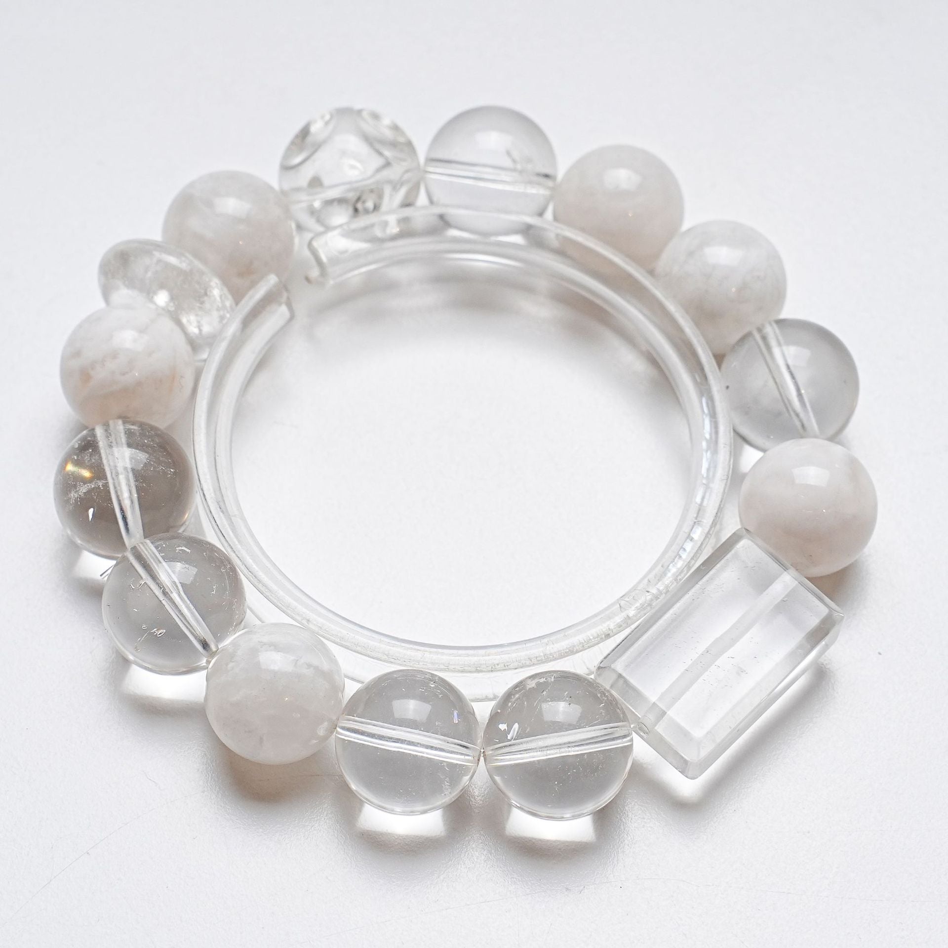 Snowy Ghost Quartz & White Crystal Bracelet — Clarity and Calm