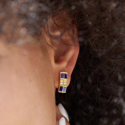 Серьги из натурального серебра 925 пробы с лазуритом, выполненные в технике комбинирования, в стиле нишевой роскоши, женские украшения, серьги Panyu из серебра.