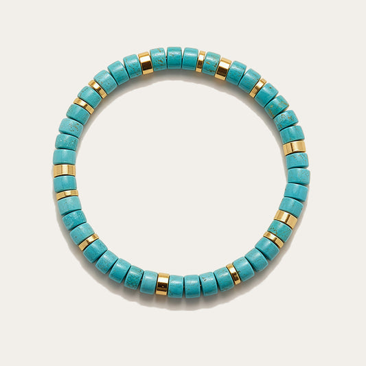 Tibetan Style Natural Green Turquoise Bracelet Direct Cut Tablet Instant Return Original Beads Da Neng Same Style Stackable