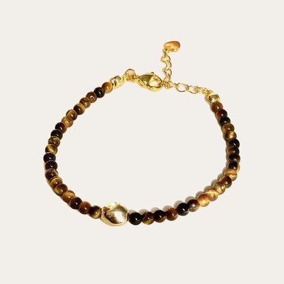 Winter Melad Golden Bean Tiger Eye Stone Natural Shell Bracelet Color-Block Layered Versatile Design High-End Jewelry