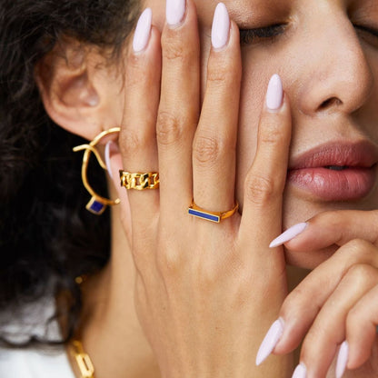 925Silver Lapis Lazuli Ring ins Stackable Rings Exquisite Light Luxury Niche Y2K Versatile High-Quality Silver Ring