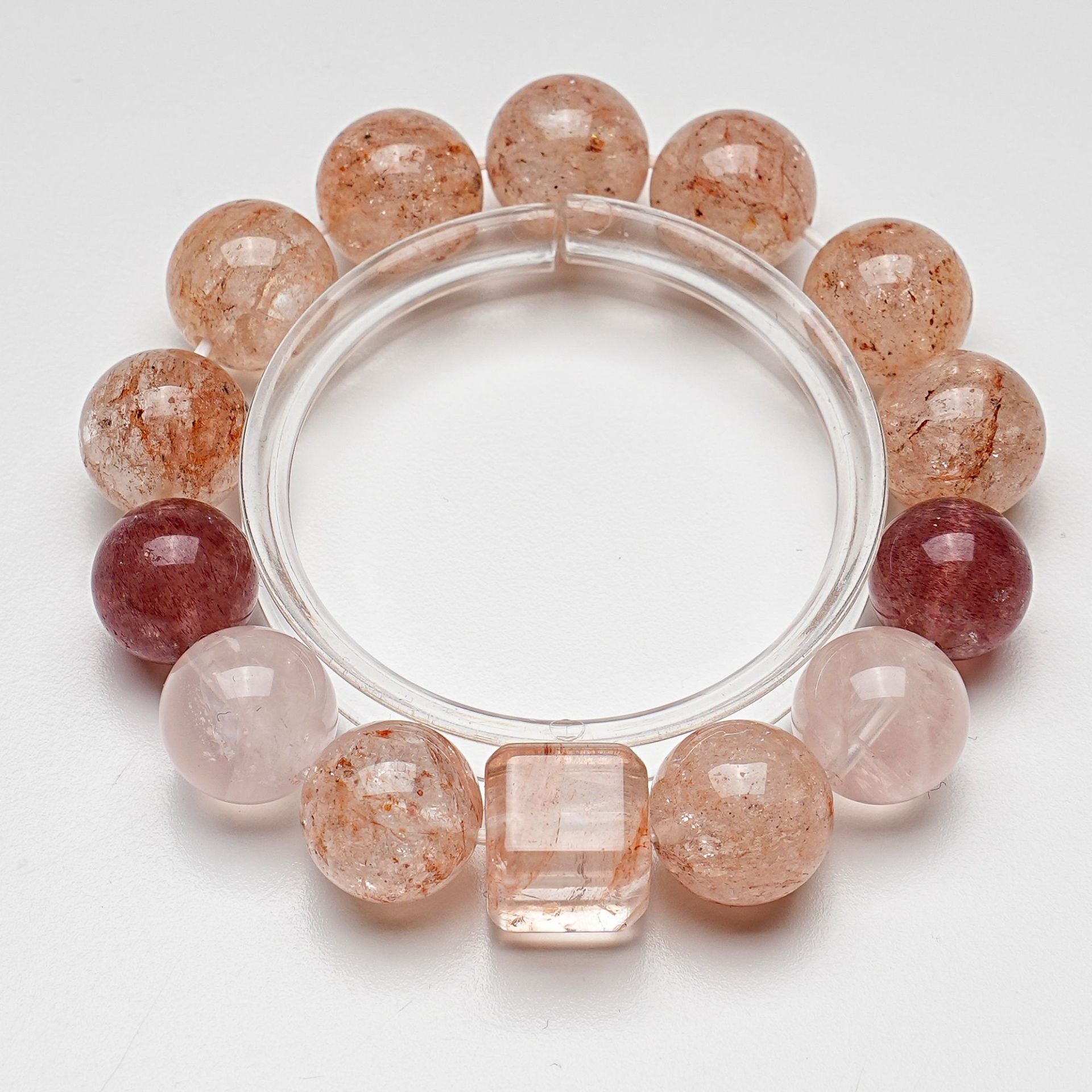 Natural Ice Pink Crystal Bracelet for Women Pink Glue Flower Acai Strawberry Crystal Fashion Bracelet