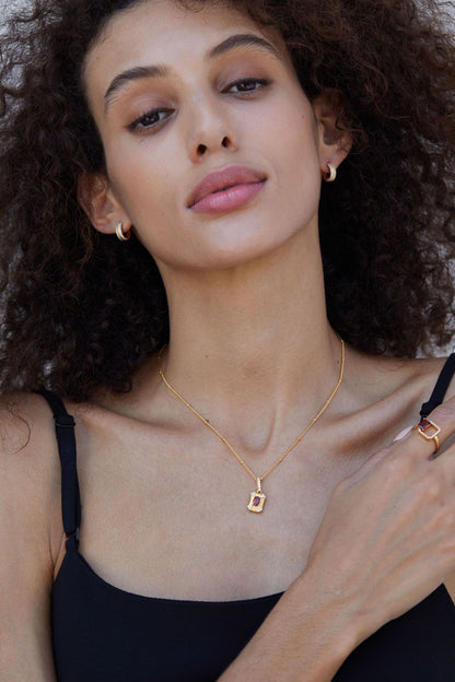 S925Silver Brushed Necklace Natural Garnet Women's Niche Light Luxury Style Pendant Bead Chain Versatile Necklace Collarbone Chain