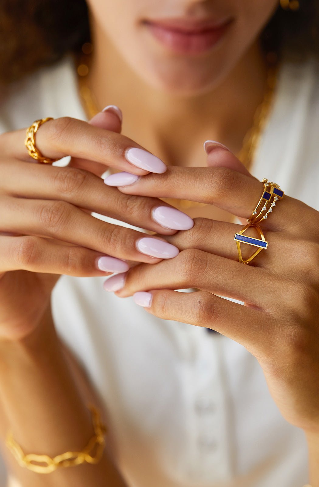 S925Silver Natural Lapis Lazuli Ring Light Luxury Niche Design Sense Ladies Stacking Commuting Versatile Fashion Ring