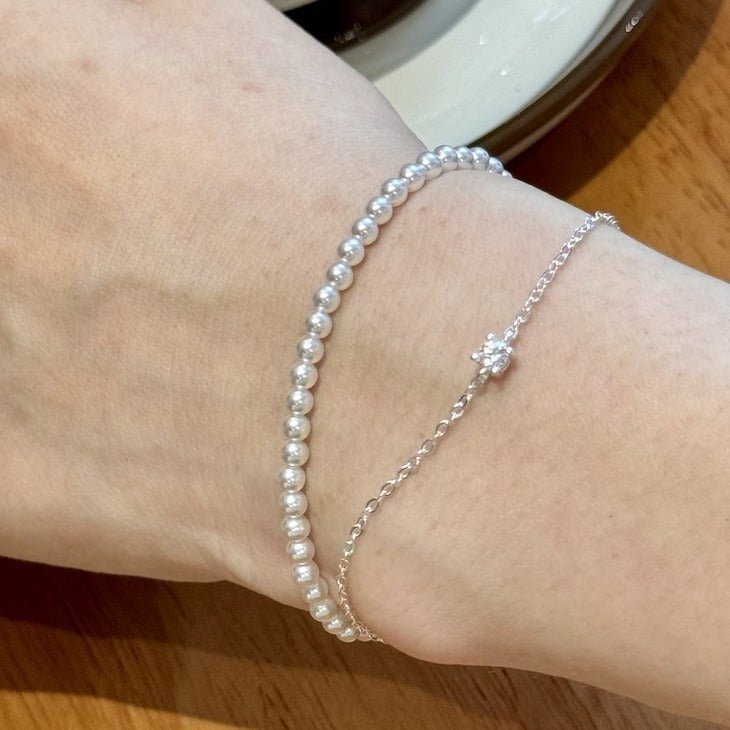 S925Full Body Pure Silver Micro Inlaid Bright Stone mini Bracelet Layered Wear Versatile Design Single Diamond Minimalist Thin Bracelet