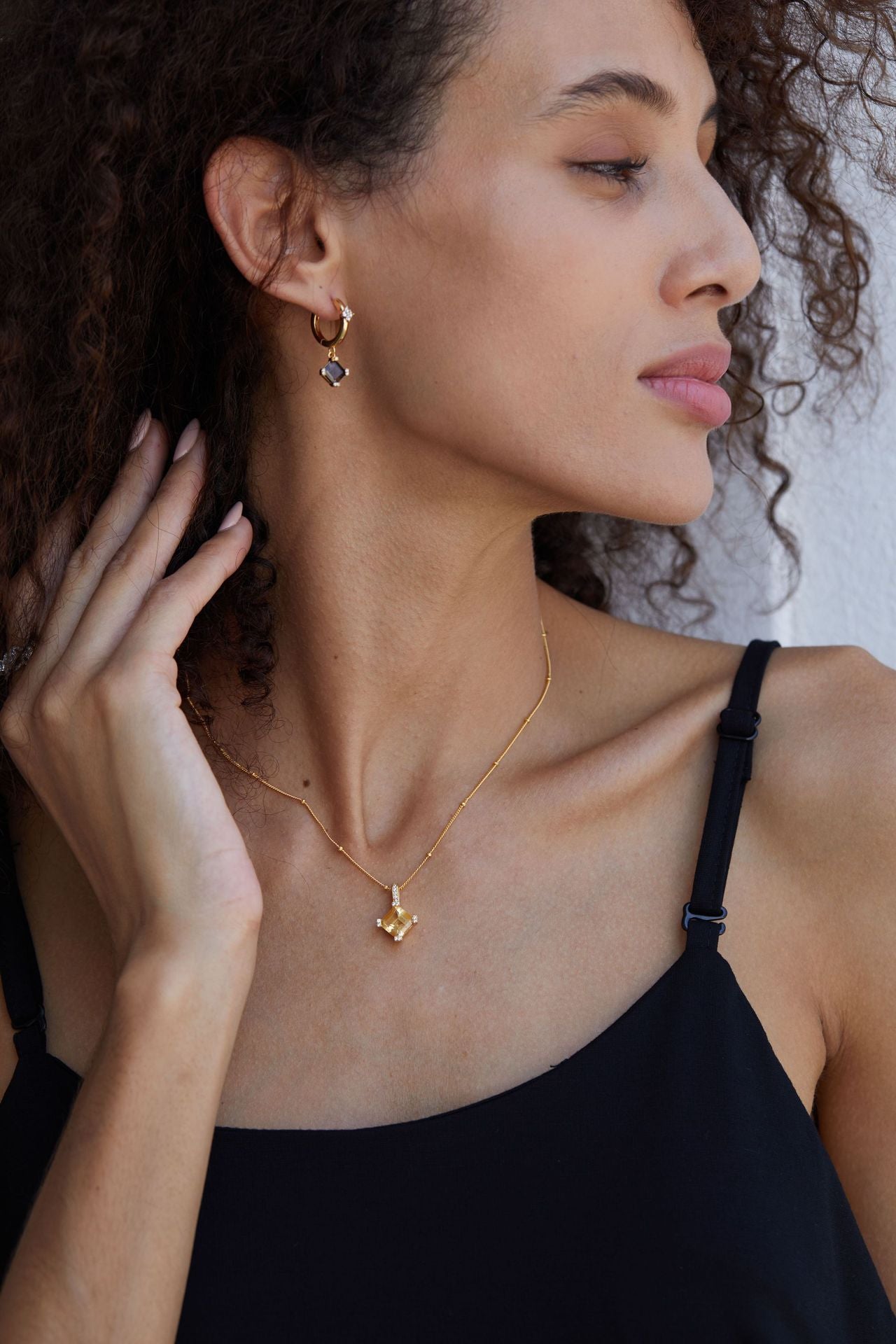 Whole Body925Silver Natural Yellow Crystal Necklace Light Luxury Design Niche Versatile Collarbone Chain Electroplated18K Gold Beaded Necklace