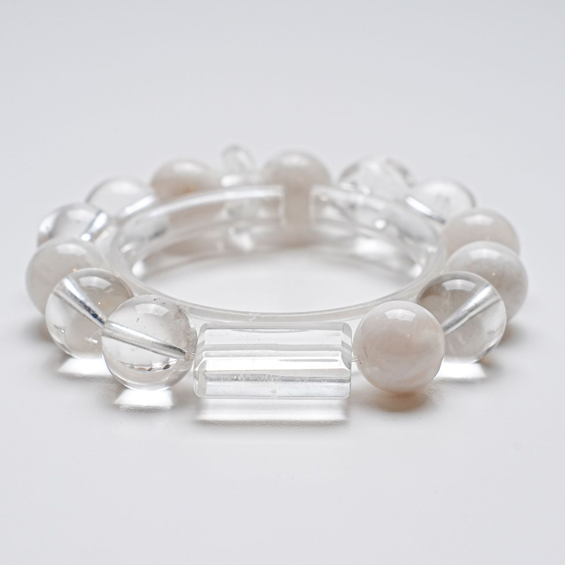 Snowy Ghost Quartz & White Crystal Bracelet — Clarity and Calm