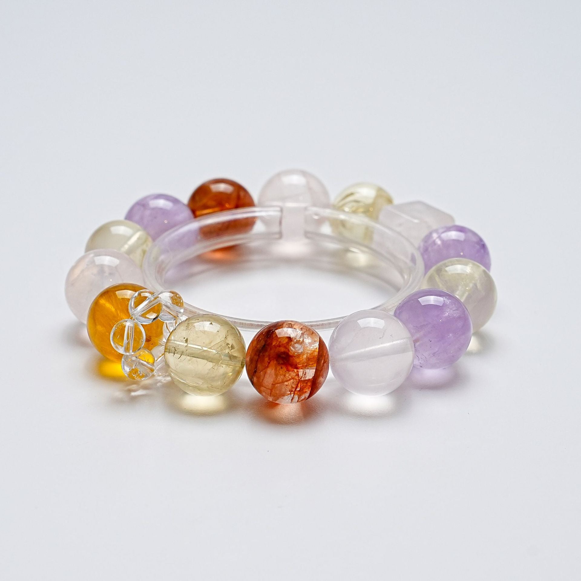 Natural White Crystal Bracelet for Women Versatile Lavender Lemon Crystal Red Glue Flower Bracelet