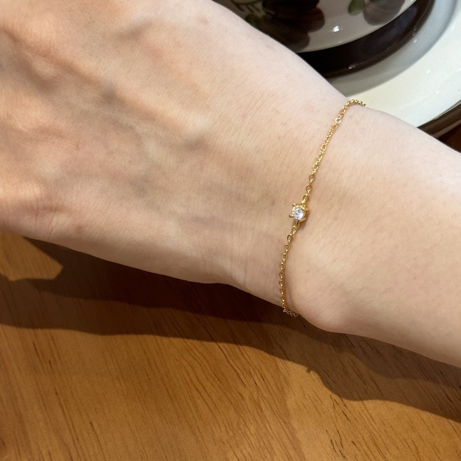 S925Full Body Pure Silver Micro Inlaid Bright Stone mini Bracelet Layered Wear Versatile Design Single Diamond Minimalist Thin Bracelet