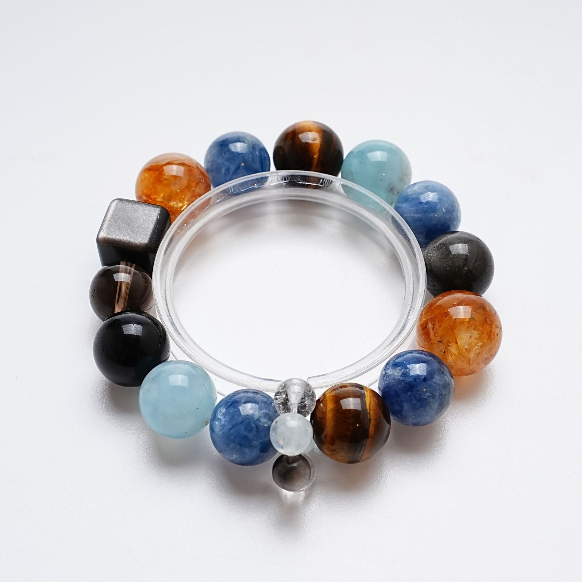 High Quality Natural Aquamarine Crystal Bracelet Fashion Tea Crystal Yellow Gum Flower Tiger Eye Bracelet