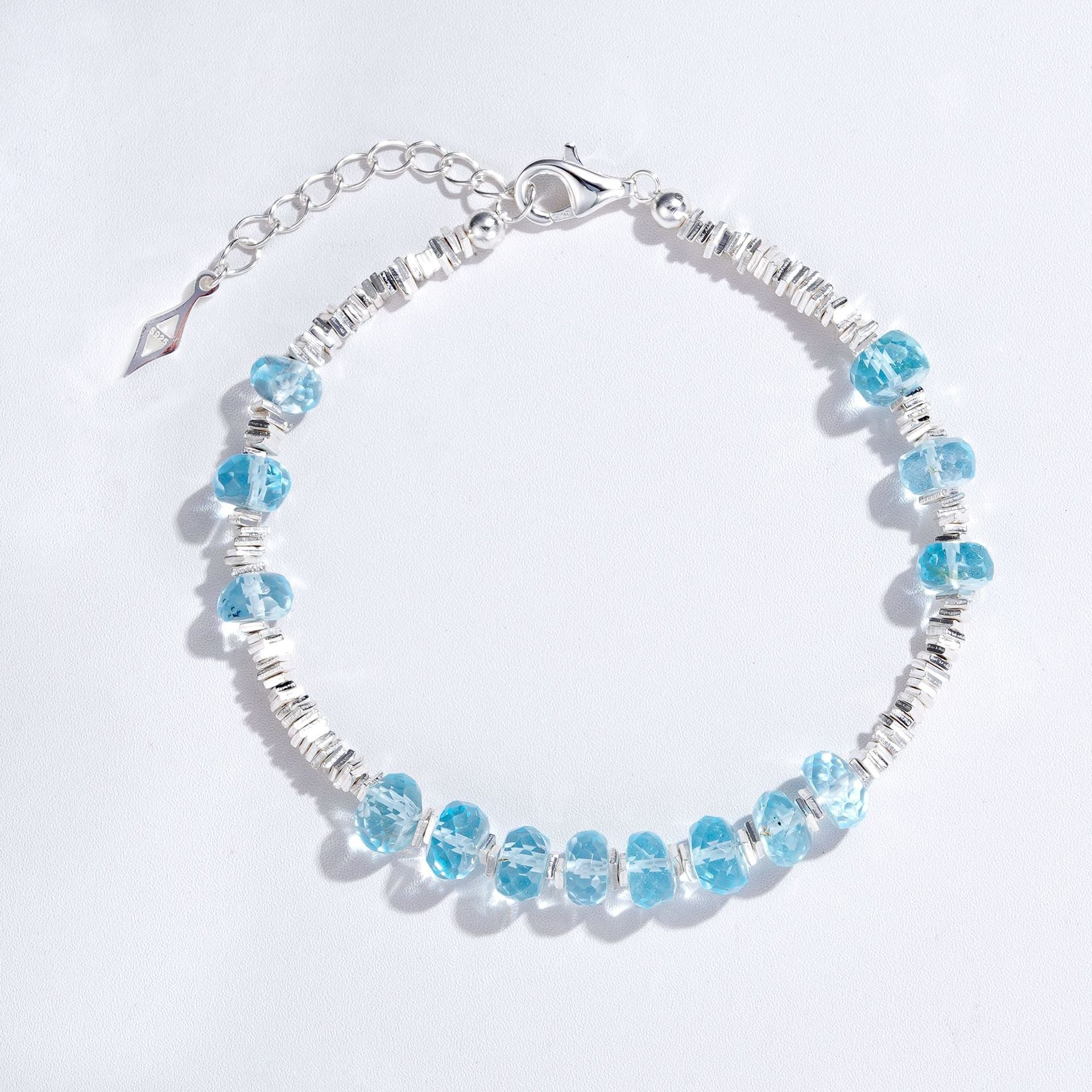 S925Silver Fragment Natural Topaz Bracelet Exquisite Niche High-End Light Luxury Silver Jewelry