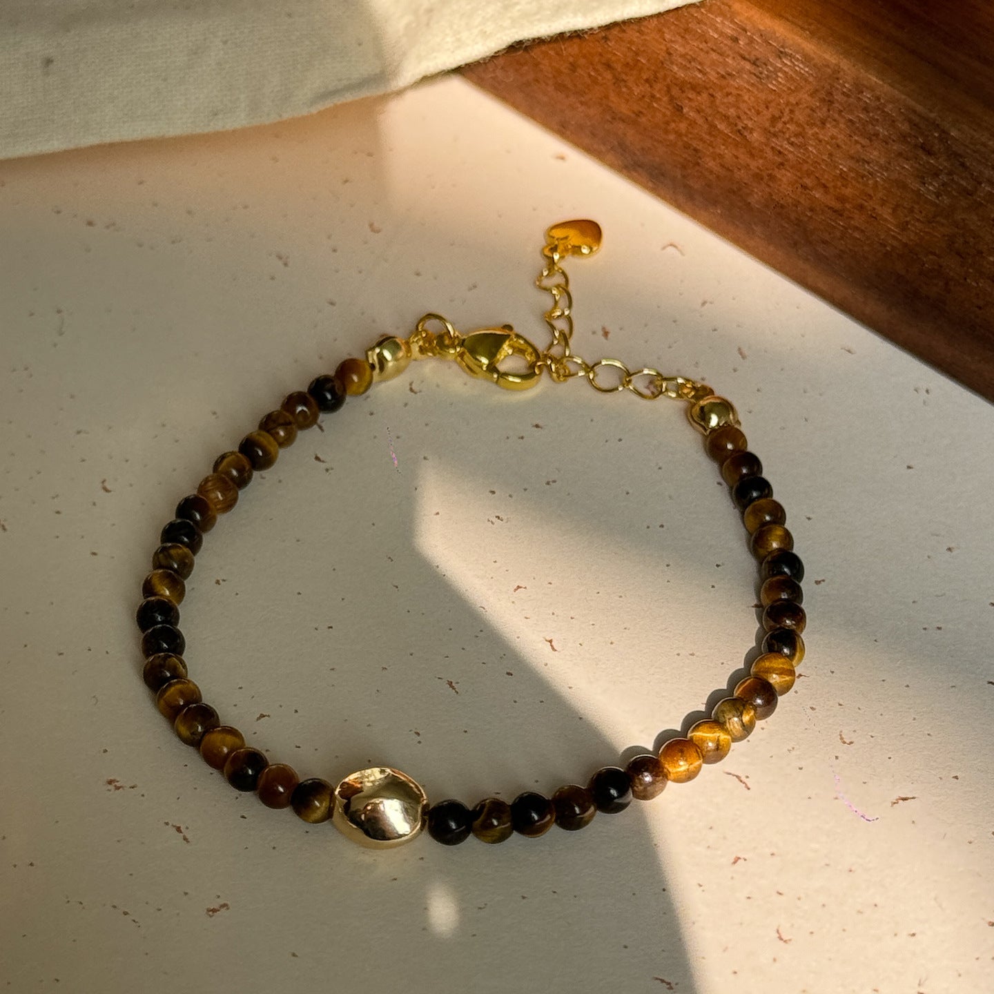 Winter Melad Golden Bean Tiger Eye Stone Natural Shell Bracelet Color-Block Layered Versatile Design High-End Jewelry