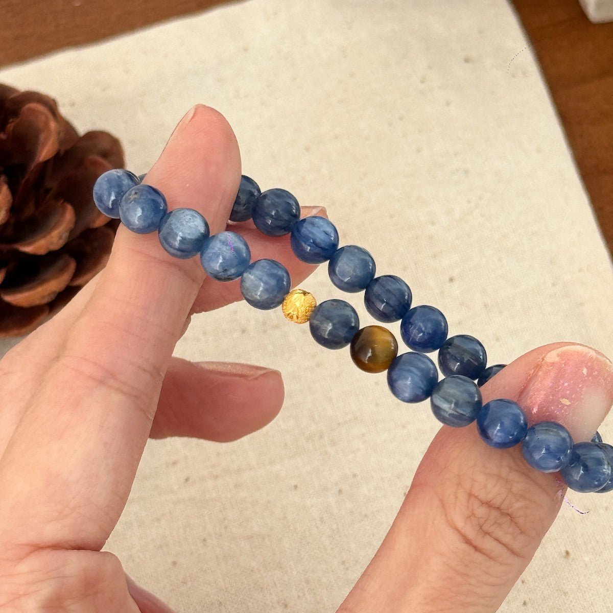 Simple Classic Natural Kuk Blue Crystal Tiger Eye Stone Bracelet Layered Versatile Design High-end Women