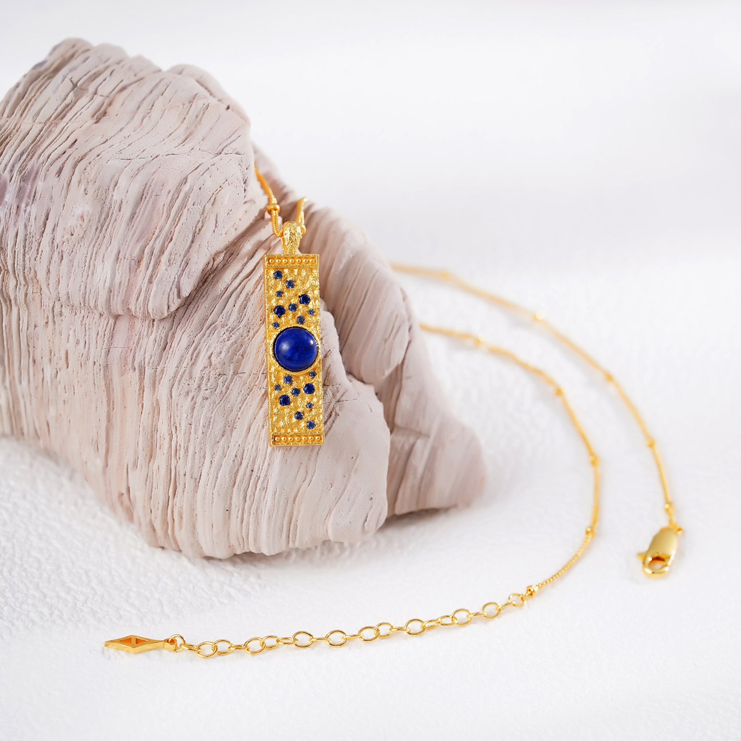 Whole Body S925Silver Natural Lapis Lazuli Necklace Niche Design Ancient Craftsmanship Vintage Pendant