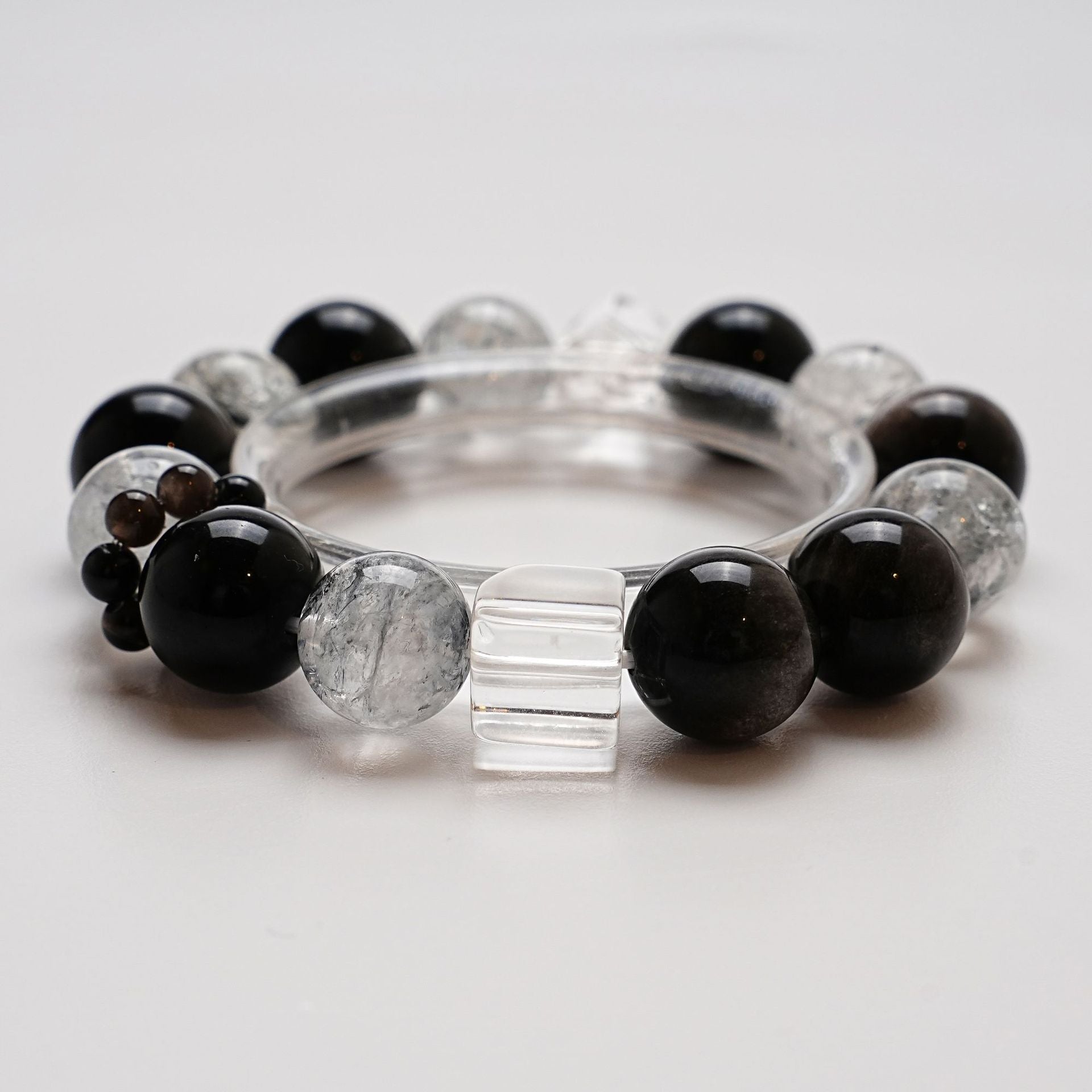 Natural Silver Obsidian Crystal Bracelet for Women Versatile Shining Diamond Bracelet