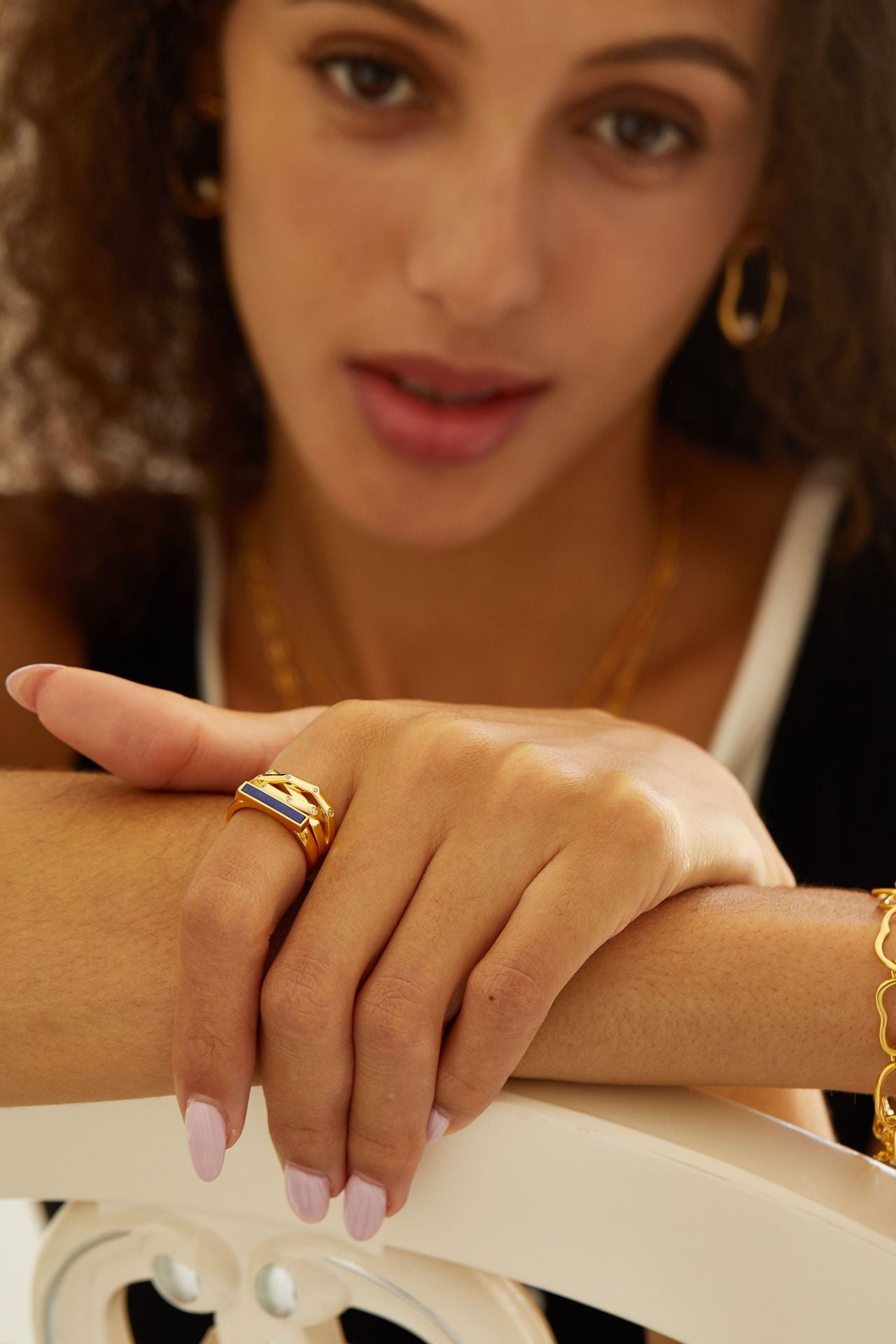 925Silver Lapis Lazuli Ring ins Stackable Rings Exquisite Light Luxury Niche Y2K Versatile High-Quality Silver Ring