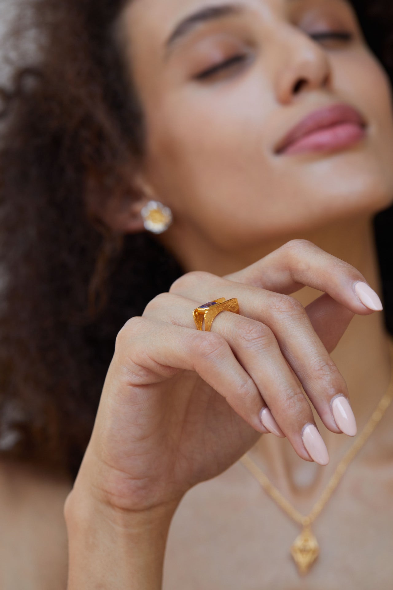 925Silver Natural Amethyst Ring Vintage Style Design Square Ring for Women Cross-Border European and American Ring Niche Silver Jewelry