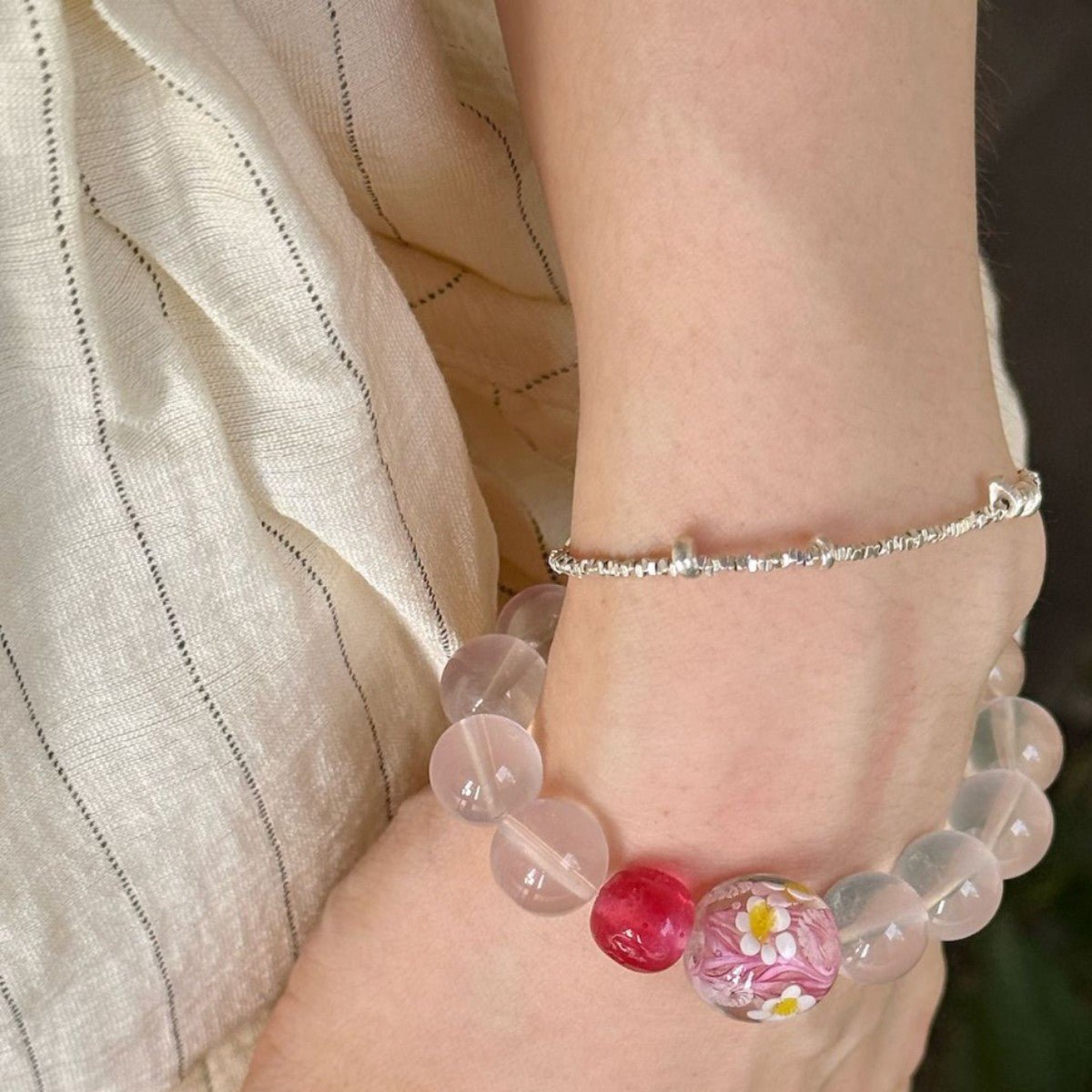 Luxurious Design Sense Full Body S925Thai Silver Fragment Bracelet for Women, Exquisite and High-End Feel, Simple and Versatile for Layering