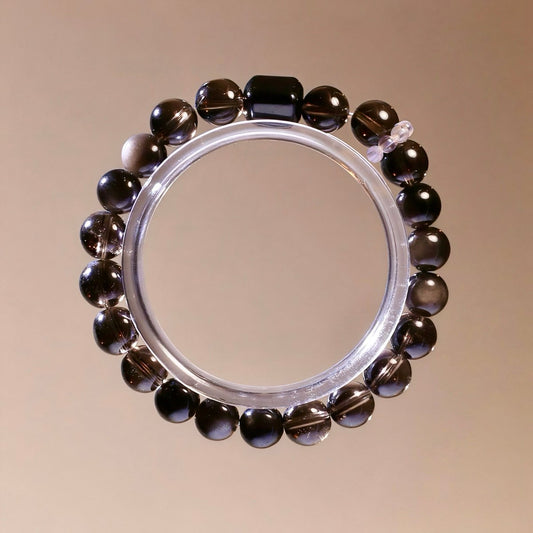 Smoky Quartz and Silver Obsidian bracelet for grounding and protection