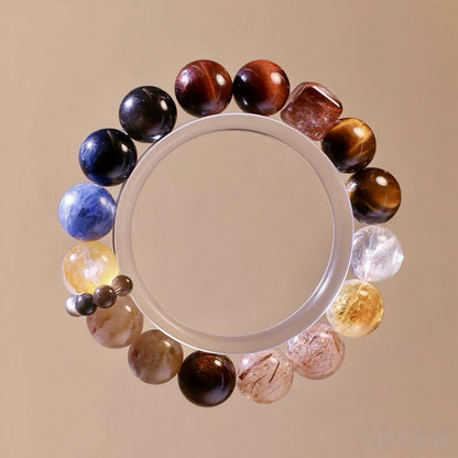 Tiger’s Eye and Kyanite natural crystal bracelet for confidence and focus