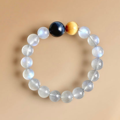Gray Moonstone and Golden Tiger’s Eye crystal bracelet for intuition and confidence